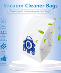 10 Pack 3D AirClean Vacuum Bags Replacement For Miele GN And S Series shown on pedestal with greenery, highlighting features.