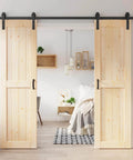 Double Sliding Barn Door Slab Kit 48x84 Inches Total With Spruce Solid Wood 24x84 Each Door 8ft Hardware Track Complete Kit