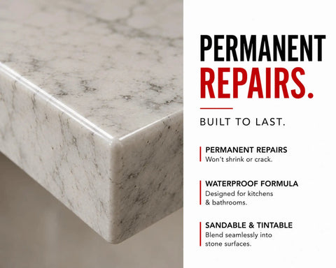 Epoxy Countertop Repair Kit For Granite Marble Porcelain Quartz And Tile Chips Cracks Rebuild Missing Pieces Dry In 29 Minutes Tintable