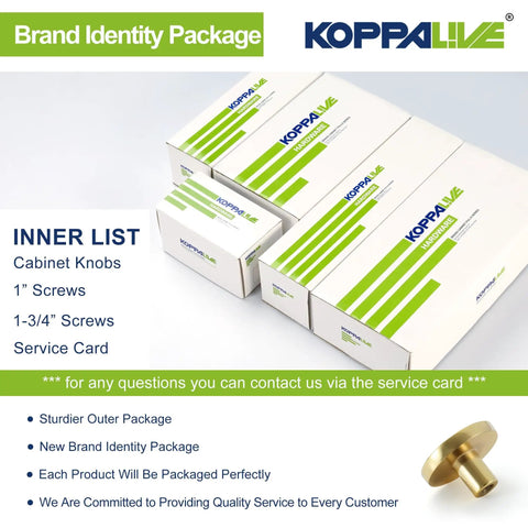 Packaging of Twenty Pack Dope Gold Cabinet Knobs Hammered Solid Brass Round Drawer Pulls and Handles for Kitchen Cabinets