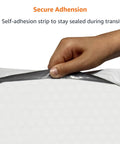 Hand peeling back seal of Poly Bubble Mailer 8.5x12 Inches Self Seal With Three Sixteenths Inch Air Bubble Interior, Tear-Resistant White And Grey