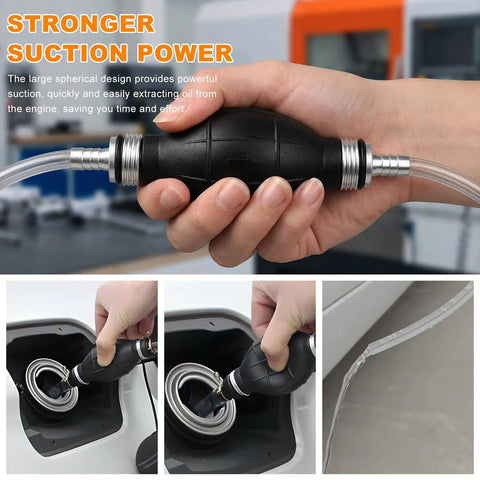 Straight Up Solid Hand Fuel Transfer Pump Manual Rubber Primer Bulb Fits 10mm 38 Inch Lines For Gas Or Diesel Rigs using suction system.