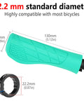 Grippy Ergonomic Bike Grips For BMX And Scooters, Non Slip Comfort Handlebar Grips With Soft Rubber, Durable Cyan, size details shown