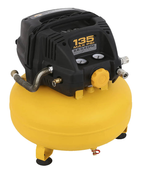 Pancake Portable Electric Oil Free Air Compressor With Two Couplers, 6 Gallon Tank, 135 PSI, Lightweight Home Garage Tool