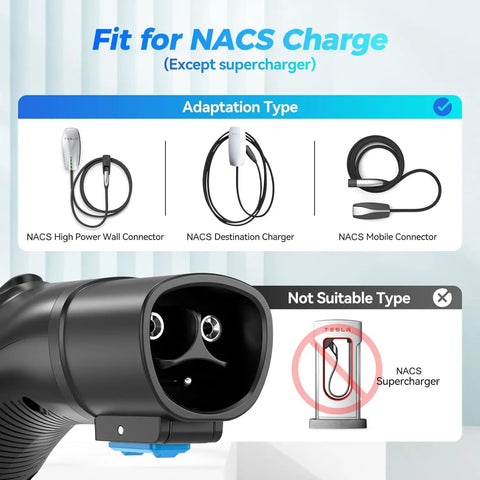 Tesla To J1772 Charger Adapter With Security Lock For High Power 48A 250V Compatibility For Wall And Mobile Chargers