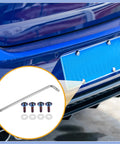 Quarter Inch M6 Universal Anti Theft License Plate Screws With Four Silicone Washers Titanium Alloy Deep Blue Durable Security Bolts Kit For Car Tag Frame Holder shown on car