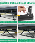 Heavy Duty RV Stabilizer That Fixes Rocking And Wobble Easy Install Steady Your Camper On Any Surface Adjustable 18.5 To 28 Inch Height With 10 Levels Universal RV Trailer Camper Stabilizer Accessory in use showing triangular structure and optimal stress distribution.