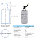 CBB60 Run Capacitor 16uF 450V AC For Motors 50/60Hz 38mm By 70mm Cylindrical Capacitor with 100mm leads