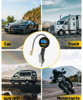 Digital Tire Inflator With Pressure Gauge 200 PSI Auto Shutoff LED Flashlight 7 Piece Heavy Duty Air Tool Set with vehicles