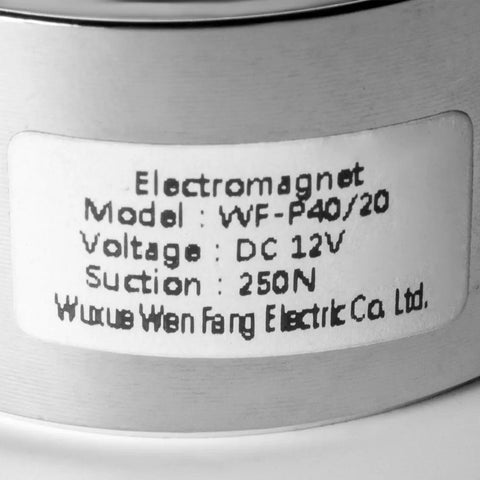 Label on 12V DC Electric Lifting Magnet Beefy 250N Peak Force Electromagnet Solenoid With 185N Holding, M5 By 8 Thread
