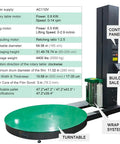 Heavy Duty Industrial Pallet Wrapping Machine With Automatic Turntable And Digital Scale For Warehouse Shipping features detailed specifications and control panel.