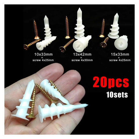 100 Pack Self Drilling Drywall Anchors Kit With Tapping Screws For Plastic Nylon Gypsum Hollow Walls 13x42mm Tool Free Mounting