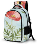 Red Poppy Watercolor Print Backpack For Men And Women, Large Capacity Unisex Daypack with Smooth Zipper, Side View