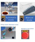 Heavy Duty Pneumatic Liquid Paste Filling Machine With Heated Stirred Tank controls for automatic and manual modes with adjustment rocker.