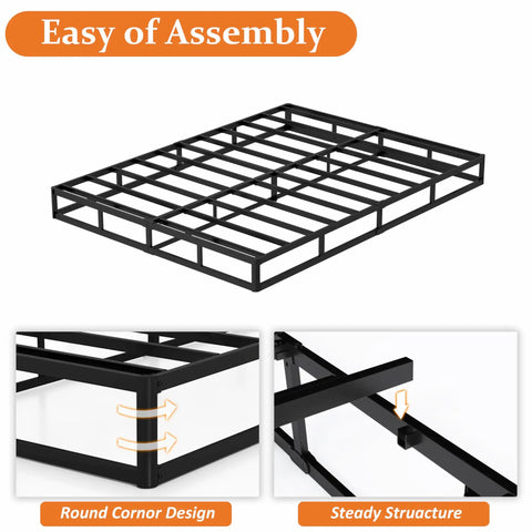 Heavy Duty Steel Box Spring For Queen Bed Base With Durable Cover And Quick No Sweat Setup Providing Rock Solid Mattress Support To Keep Your Bed Looking Sharp For Years, showcasing easy assembly and steady structure.