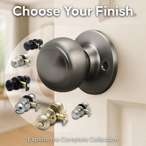 Interior Door Knob Passage Handle For Bedrooms And Bathrooms And Closets, Reversible, Heavy Duty Non Locking Door Hardware