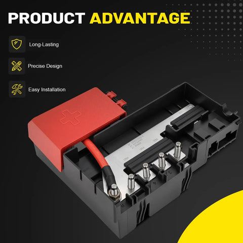 Straight Bolt On Fuse Distribution Block For Chevy Silverado Tahoe Suburban And Gmc Sierra Yukon Cadillac Escalade Solid Build Replaces 84354716 22985570 with red cover and metal connectors