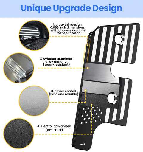 Upgraded Sun Visor Repair Kit For Jeep Wrangler JL JLU 2018 2023 And Gladiator JT 2020 2023 detailed ultra-thin design