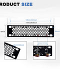 Dimensions diagram of 7 Inch 1U Vented Blank Panel Metal Rack Mount for DeskPi RackMate TT Server Cabinet, showing airflow support up to three 40mm fans.