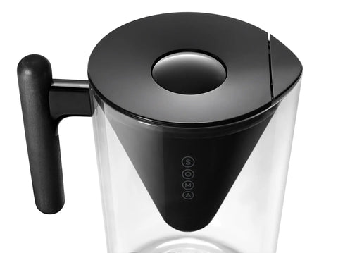 Top view of 10 Cup Filtered Water Pitcher With Bamboo Handle, BPA Free Plastic, Clean Taste And Odor, Home Water Purifier For Everyday Drinking