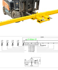 Heavy Duty Dual Direction Forklift Jib Crane, 6600 Lbs Telescoping Boom with dual hooks and steel frame design.