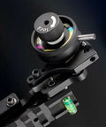 Close-up of Crossbow Sight Frame For Archery And Hunting Adjustable Up Down Elevation With Micro Adjustable Dial on black background