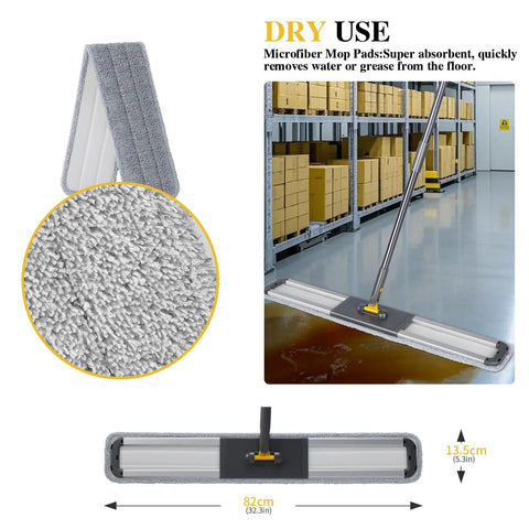 Heavy Duty 36 Inch Commercial Mop Kit With One Cotton Pad And One Microfiber Pad Workhorse 60 Inch Adjustable Dust Mop