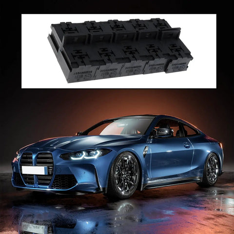 Boss Grade 5 Pin Relay Base Holder Kit With 50 Slick 6.3Mm Automotive Terminals Universal 12V 24V setup with car on display.
