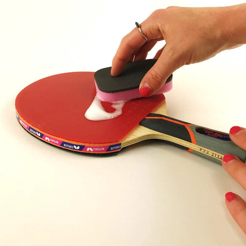 Table Tennis Racket Care Kit With Spin Refresh Cleaner Paddle Cleaner Sponge And Rubber Care Tips For Pro Ping Pong Play Keeps Your Paddle Fresh Between Rounds on red paddle