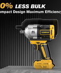 Cordless 20V Impact Wrench Compatible With DeWalt Battery 1500 Nm Breakaway Torque Brushless Half Inch Gun showcased on a platform