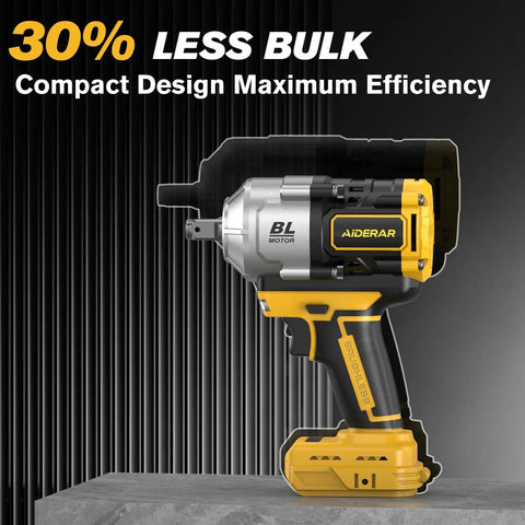 Cordless 20V Impact Wrench Compatible With DeWalt Battery 1500 Nm Breakaway Torque Brushless Half Inch Gun showcased on a platform