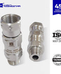 Stainless Steel 3/8 Inch NPT-M 360 Degree Pressure Washer Swivel Built To Last Leakproof High Flow Design For Up To 4000 PSI Keeps Hoses Flexible And Twist Free Not For M22 Threads Ideal For Tough Jobs, stainless steel swivel fitting shown from both sides