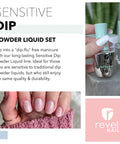 Sensitive Dip Powder System With Base Coat Activator Gel Top Coat Hema Free For Sensitive Nails Odorless Long Lasting Manicure UV LED