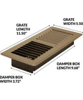 Pro Grates Steel Floor Register Brown 4x10 Inch Contractor Grade Powder Coated Floor Vent For Home Fits 4x10 Opening Durable Brown Steel Air Register With Clean Finish showing dimensions and detail