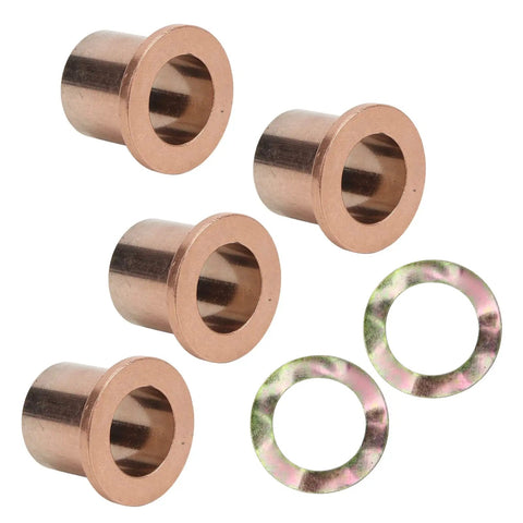 Heavy Duty King Pin Steering Knuckle Bushing Kit With Flanged Spindle Bushing Ready Drop Installation For Precedent Gas 2004 Plus Direct Swap Rock Solid Bronze Build, featuring bronze bushings and washers.