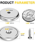 Beefy Neodymium Round Base Cup Magnets With Countersunk Holes And Stainless Screws, 100 lb Holding Power, dimensions compared to coin