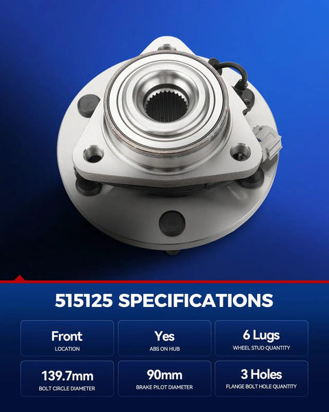 Pair Front Wheel Bearing Hub Assemblies With ABS For Nissan Titan Armada Infiniti QX56 6 Lug with specifications details