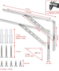 Rock Solid Shelf Brackets 16 Inch L Brackets For Shelves Heavy Duty Stainless Steel Angle Brackets With 440 Lbs Maximum Load Pack Of 2 Silver Finish Great For Kitchens Garages And Workshops, showing dimensions and components