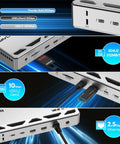 Thunderbolt 5 Docking Station With NVMe M.2 SSD Slot And 140W Power Delivery, 13-in-1 TB5 Hub ports and connections diagram