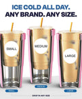 Slick 30 Oz Double Wall Insulated Tumbler Locks Temperature On Coffee Or Soda All Damn Day Long Baby Blue Stainless Steel Mug With Secure Lid showing various sizes.