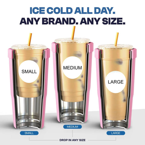 Slick 30 Oz Double Wall Insulated Tumbler Locks Temperature On Coffee Or Soda All Damn Day Long Baby Blue Stainless Steel Mug With Secure Lid showing various sizes.