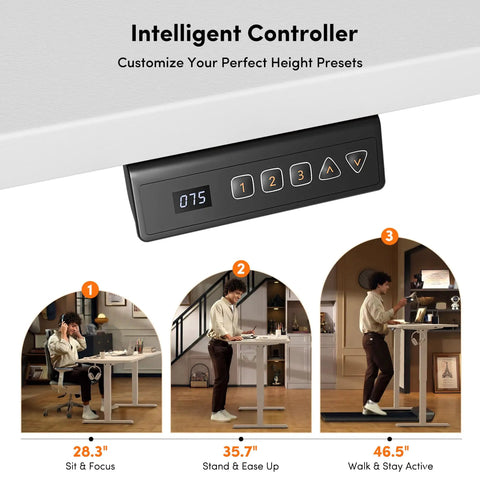 32 Inch Electric Standing Desk With Adjustable Height From Sitting To Standing, Sit Stand Workstation controller and presets