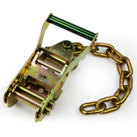 Heavy Duty Ratchet Buckle With 2 Inch Wide Handle And Chain Tail Four Pack For 3300 Pound Safe Working Load Strap Tensioning Gear Built Tough