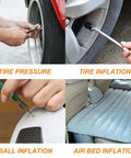 20-Piece Pro Grade Air Compressor Accessory Kit with 50 Foot Hybrid Hose shown inflating tires and air mattress