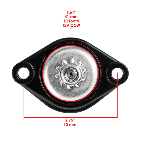 Beefed-Up Starter Motor For Mercury Outboard 8HP And 9.9HP 2005 To 2011, Fits Yamaha 15EL, top view of 10-tooth cog gear.