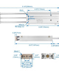 12mm Bore 125mm Stroke Double Acting Pneumatic Cylinder With Magnetic Rod, Aluminum Body, 1.0 MPa Max Pressure dimensions