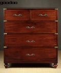 Wooden dresser with Five Piece Antique Bronze Drawer Handle Set 6.61 Inch Vintage Cabinet Pulls, highlighting Euro Style French Provincial hardware.