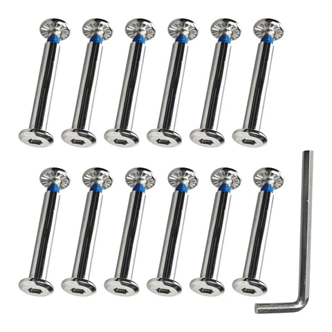 Inline Skate Replacement Screws Kit 12Pcs, 6mm Shaft Hex Socket Screws for Roller Blades, Wheel Axles and Bearings, Includes Installation Tool