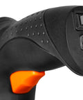 Close-up of the handle of Cordless Two In One Brad Nailer And T50 Crown Stapler Equipped With 4V Battery And Usb C Quick Charge.
