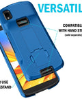 Heavy Duty Kickstand Case Paired With Swivel Belt Holster Combo For Zebra Tc22 And Tc27 Warehouse Scanners Delivering Dead Reliable Protection And Swift One Hand Mounting Blue showing the kickstand and phone compatibility.